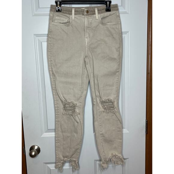 L’Agence Size 27 Skinny High Rise Biscuit Distressed Jeans - Picture 2 of 9
